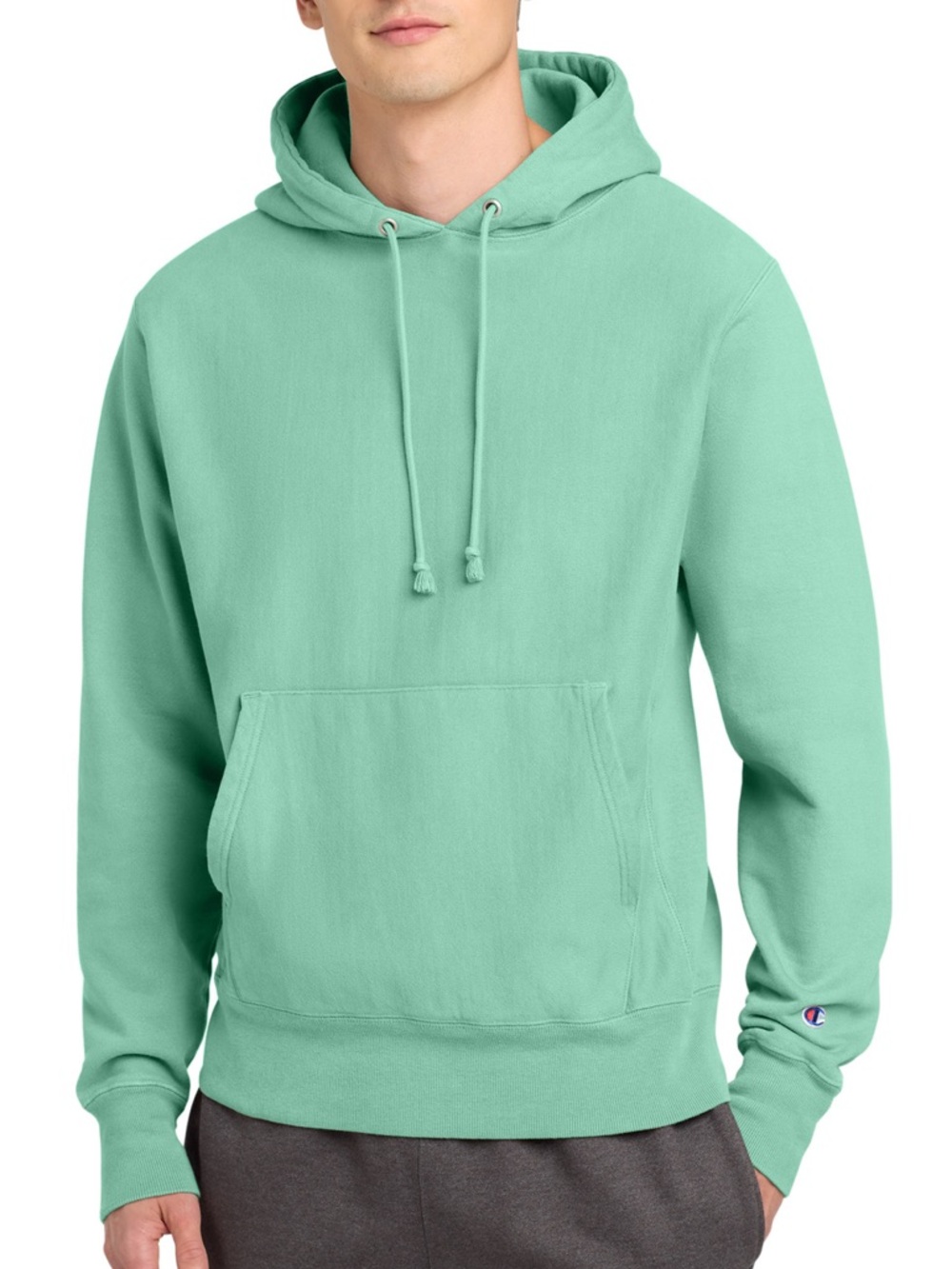Champion Reverse Weave Garment-Dyed Hooded Sweatshirt pale sea foam mens sz L